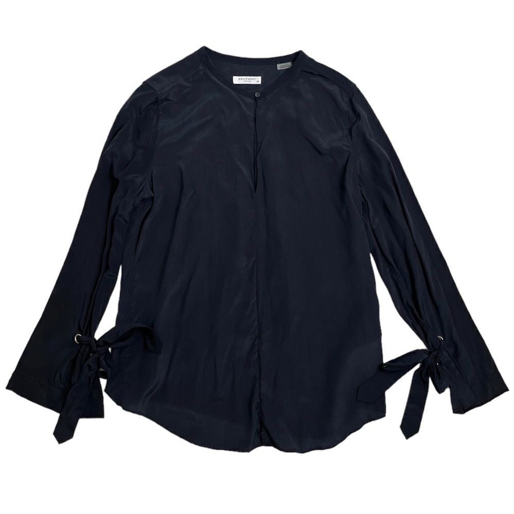 Equipment Femme Sayer Top Black Silk Blouse Long Sleeve Tie Keyhole Neck Small